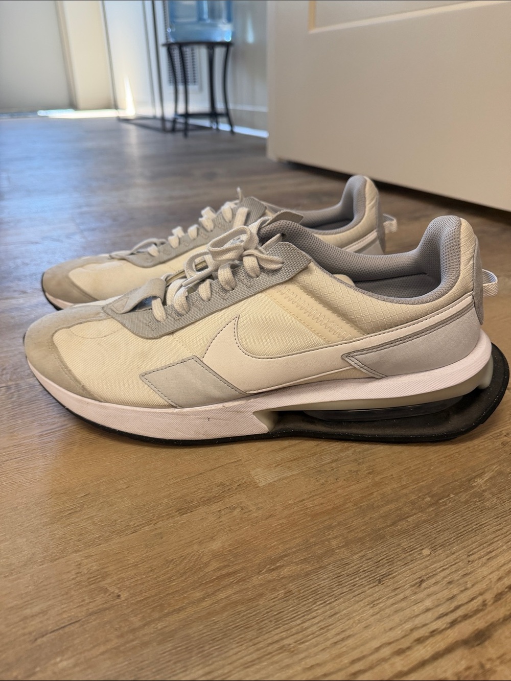 Nike Light Gray and White Retro Runner Sneakers